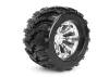 Fastrax Arrow 1:8 MT Tyres Mounted on Spoked Chrome Half Inch Offset Wheels (2)