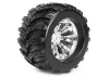 Fastrax Arrow 1:8 MT Tyres Mounted on Spoked Chrome Half Inch Offset Wheels (2)