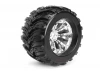 Fastrax Arrow 1:8 MT Tyres Mounted on Spoked Chrome Half Inch Offset Wheels (2)