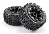 Fastrax 1:16 Jigsaw Tyres Mounted on Black 8SP 12mm Hex Wheels