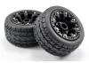 Fastrax 1:16 Eagle Tyres Mounted on Black 8SP 12mm Hex Wheels (2)