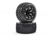 Fastrax 1:16 Stinger Tyres Mounted on Black 8SP 12mm Hex Wheels