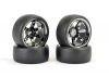 Fastrax Drift D1 Tyres Mounted on 9mm Offset 6 Spoke Black Chrome Wheels (4)