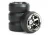 Fastrax 1:10 (4) Drift D3 Tyre With 9mm 6-Spoke Wheel - Black Chrome