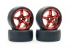 Fastrax Drift D1 Tyres Mounted on 3mm Offset 6 Spoke Metallic Red Wheels (4)