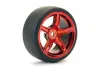Fastrax Drift D1 Tyres Mounted on 3mm Offset 6 Spoke Metallic Red Wheels (4)
