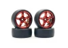 Fastrax Drift D1 Tyres Mounted on 3mm Offset 6 Spoke Metallic Red Wheels (4)