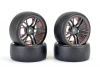 Fastrax Drift D1 Tyres Mounted on 3mm Offset 6 Spoke Graphite Wheels (4)