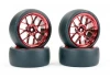 Fastrax 1:10 (4) Drift D1 Tyre W/3mm 14-Spoke Wheel - Met Red