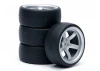 Fastrax Drift D1 Tyres Mounted on 9mm Offset 5 Spoke Satin Silver Wheels (4)