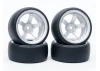 Fastrax Drift D1 Tyres Mounted on 9mm Offset 5 Spoke Satin Silver Wheels (4)