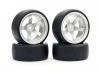 Fastrax Drift D1 Tyres Mounted on 9mm Offset 5 Spoke Satin Silver Wheels (4)