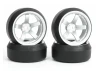 Fastrax Drift D3 Tyres Mounted on 9mm Offset 5 Spoke Satin Silver Wheels (4)
