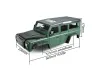 Fastrax 1:10 Ranger XL Land Rover Style Hard Body + Interior Set - 313mm WB - Green