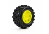 ProLine 1:16 Badlands MX Tires Mounted on Yellow Split Six 12mm Hex Wheels (2)