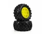 ProLine 1:16 Badlands MX Tires Mounted on Yellow Split Six 12mm Hex Wheels (2)