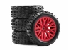 Mud Block - Tyre w/ Red 10 Spoke Rim Set - 1:18 Typhon