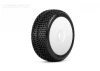 Jetko Dirt Slinger Super Soft 1:8 Buggy Tyres Pre Glued on White Revo Rims (2)