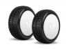 Jetko Dirt Slinger Soft 1:8 Buggy Tyres Pre Glued on White Revo Rims (2)
