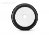 Jetko Dirt Slinger Soft 1:8 Buggy Tyres Pre Glued on White Revo Rims (2)
