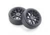 Kyosho 1:10 Fazer FZ02 Pre-Glued Touring Black Rims Medium Tyres (2)