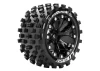 Louise RC ST-Rock 1:10 Soft Tyres - Mounted on Black 2.8 12mm Hex Wheels (2)