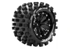 Louise RC MT-Rock 1:10 Soft Tyres - Mounted on Black 2.8 Offset 12mm Hex Wheels (2)
