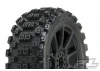 ProLine Badlands MX M2 Tyres Pre-Mounted on Mach 10 Black 1:8 Buggy Wheels (2)