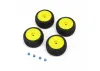 ProLine Electron 2.0T Tyres Mounted on 7mm Yellow Losi Micro T White Wheels (4)