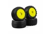 Edge Front / Step Pin Rear Tires Mounted 7mm Yellow (4): Los