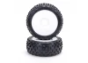 Schumacher Stagger Rib 1:8 Buggy Tyres - Silver - Pre Glued on White Wheels - 1 Pair