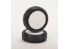 Schumacher Wide Stagger Rib Tyres - 4WD 1:10 Buggy Front - Yellow - Pre Glued on Rims