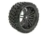 Sweep Terrain Crusher Belted Tyres Mounted on Black 17mm Hex 1/4 Inch Offset Wheels (2)