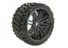 Sweep Terrain Crusher Belted Tyres Mounted on Black 17mm Hex 1/4 Inch Offset Wheels (2)