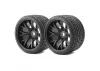 Sweep Road Crusher Belted Road Truggy/MT Tyres on Black 17mm Hex - 1/2 Inch Offset Wheels - 1 Pair