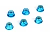 4mm Blue Aluminium Serrated Lock Nuts (6)