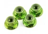 Traxxas M4 Flanged Nylon Locking Nuts - Serrated Green Aluminium (4)