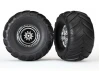 Traxxas Tires wheels assembled glued (chrome wheels Terra Groove dual profile tires foam inserts) (electric rear) (2)