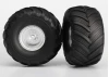 Traxxas Tires wheels assembled glued (satin chrome wheels Terra Groove dual profile tires foam inserts) (electric rear) (2)