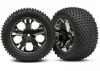 Traxxas Alias tires All Star black chrome wheels foam inserts (assembled and glued) (rear) (2) (TSM rated)