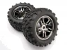 Traxxas Tires wheels assembled glued (SS (Split Spoke) black chrome wheels MAXX tires (6.3 outer diameter) foam inserts) (2) (use with 17mm splined wheel hubs nuts part 5353X) (fits MAXX/Revo series) (TSM rated)