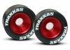 Traxxas Rubber Tires Mounted on Red-Anodized Wheelie Bar Wheels (2)/ 5x8mm Ball Bearings (4)/ Axles (2)