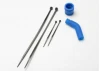 Traxxas Pipe coupler molded (blue)/ exhaust deflecter (rubber blue)/ cable ties long (2)/ cable ties short (2)