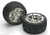 Traxxas Victory Tyres Pre Glued On Twin Spoke Chrome Wheels - 12mm Hex Fit