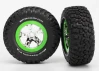 Traxxas Tires wheels assembled glued (SCT chrome green beadlock wheel BFGoodrich Mud-Terrain T/A KM2 tire foam inserts) (2) (2WD front only)