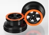 Traxxas Wheels SCT black orange beadlock style dual profile (2.2 outer 3.0 inner) (4WD f/r 2WD rear) (2)