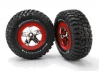 Traxxas Tires wheels assembled glued (SCT chrome red beadlock style wheels BFGoodrich Mud-Terrain T/A KM2 tires foam inserts) (2) (2WD front)