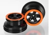Traxxas Wheels SCT black orange beadlock style dual profile (2.2 outer 3.0 inner) (2WD front) (2)