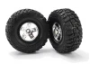 Traxxas Tires wheels assembled glued (SCT satin chrome black beadlock style wheels Kumho tires foam inserts) (2) (2WD front)