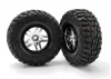 Traxxas Tires wheels assembled glued (S1 ultra-soft off-road racing compound) (SCT Split-Spoke satin chrome black beadlock style wheels Kumho tires foam inserts) (2) (2WD front)